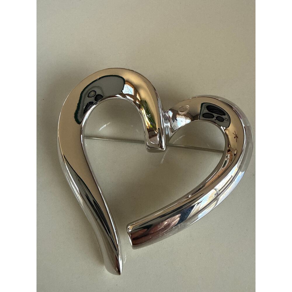 Money silver heart costume jewelry brooch MCM